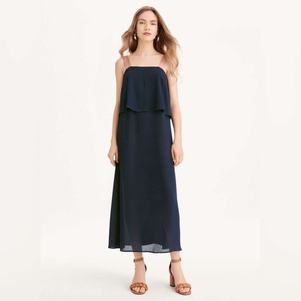NWT DKNY Navy Blue Layered Maxi Dress XL - Picture 1 of 5